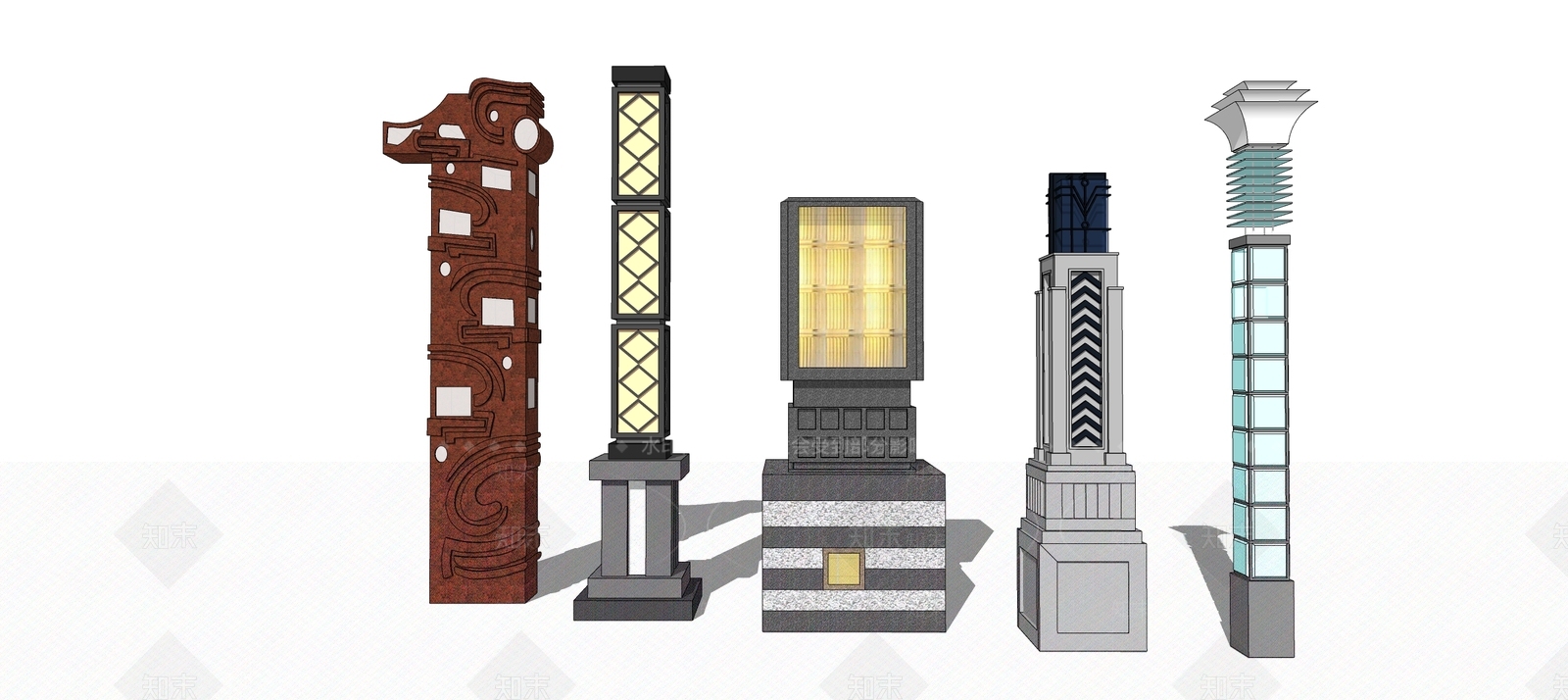 现代景观灯具SU模型下载【ID:1152726599】