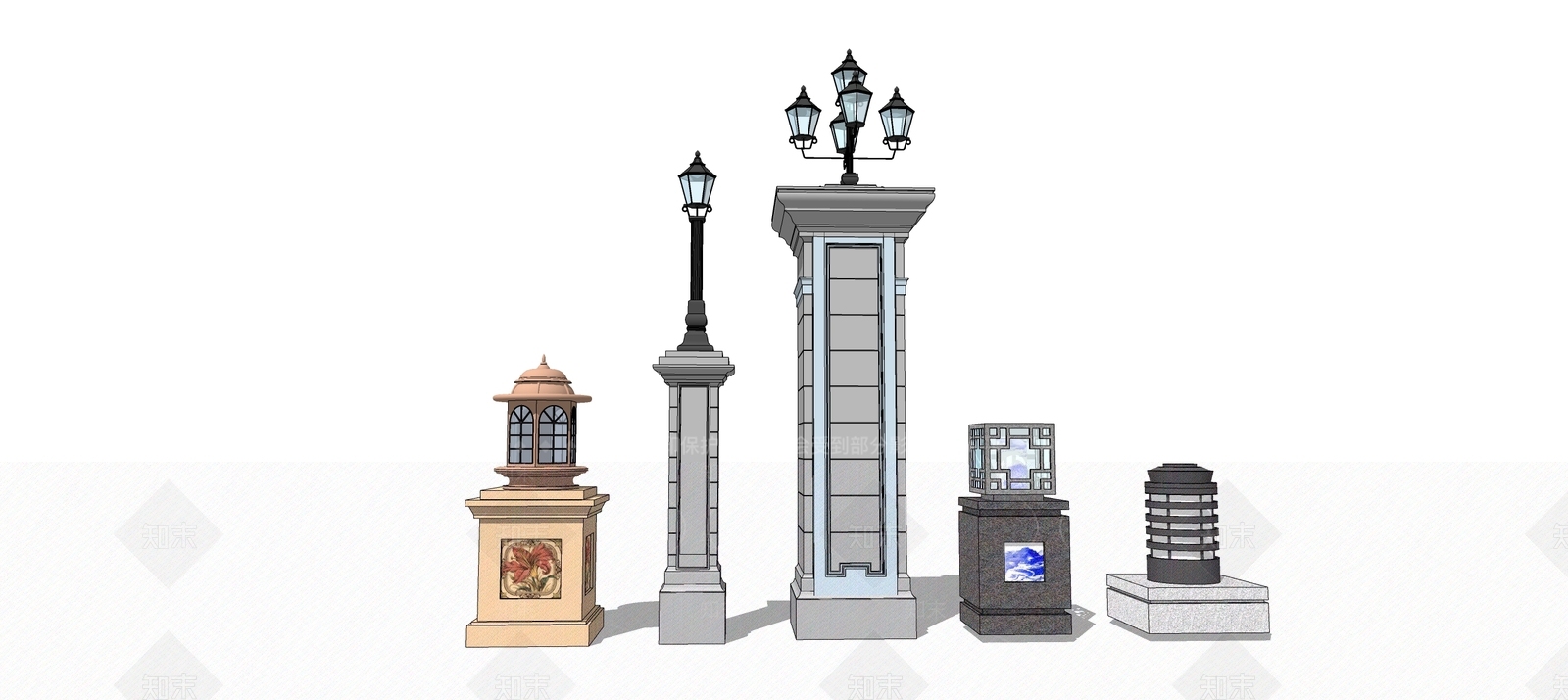 简欧景观灯具SU模型下载【ID:1152726650】