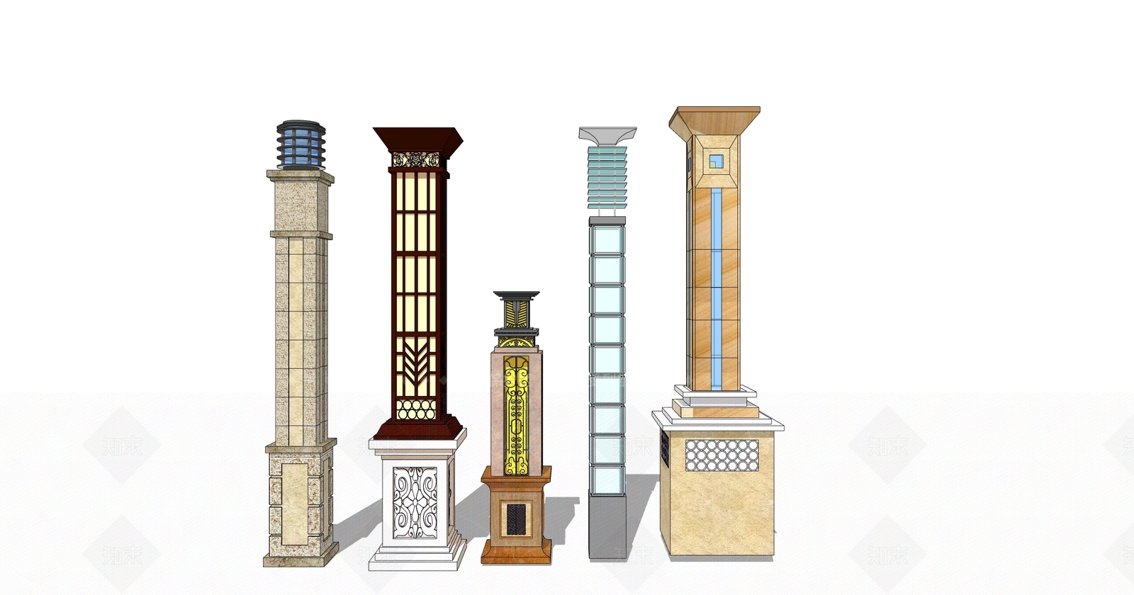 新中式景观灯具SU模型下载【ID:1152726682】