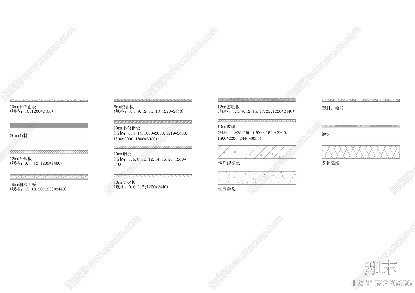 室内金属五金钢材图例cad施工图下载【ID:1152726656】