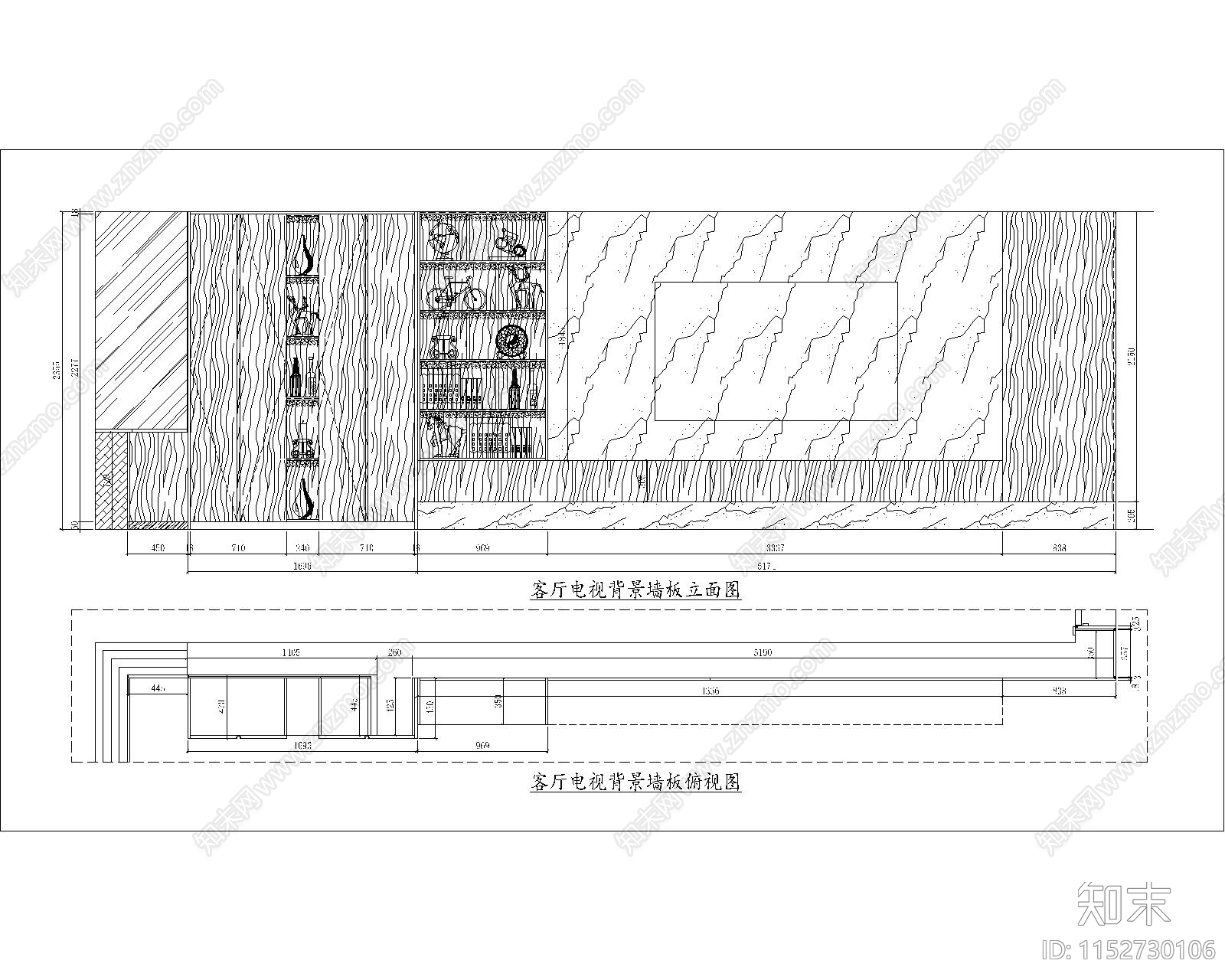 闵行别墅客厅背景墙及门CAD施工图下载【ID:1152730106】