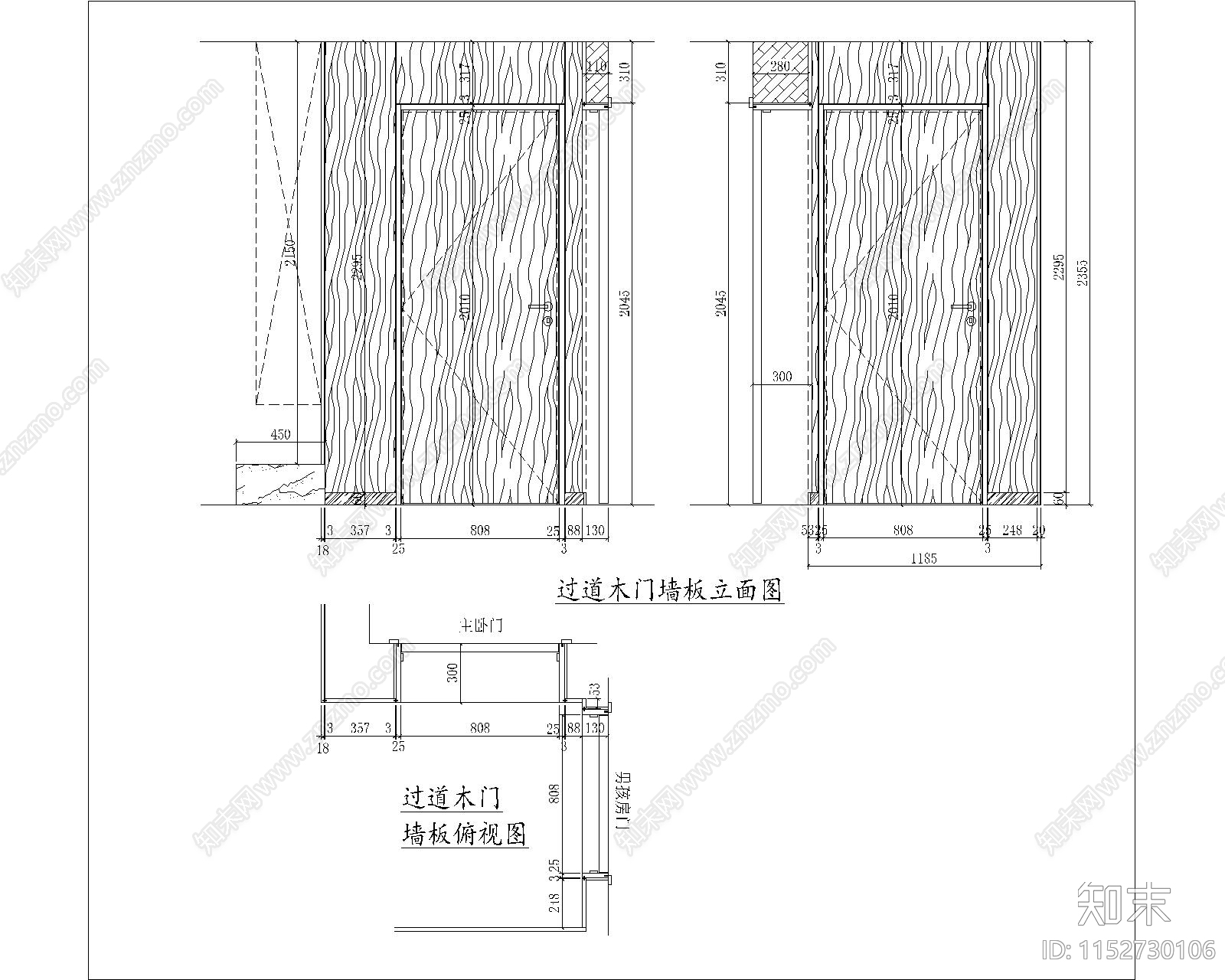 闵行别墅客厅背景墙及门CADcad施工图下载【ID:1152730106】