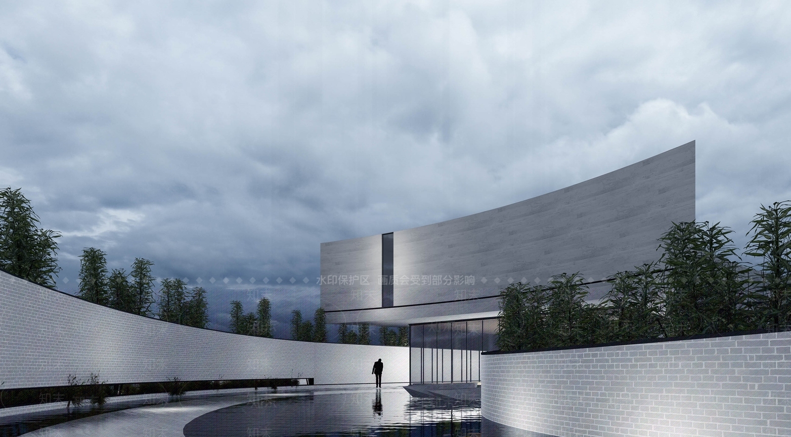 现代展览馆建筑SU模型下载【ID:1152734889】
