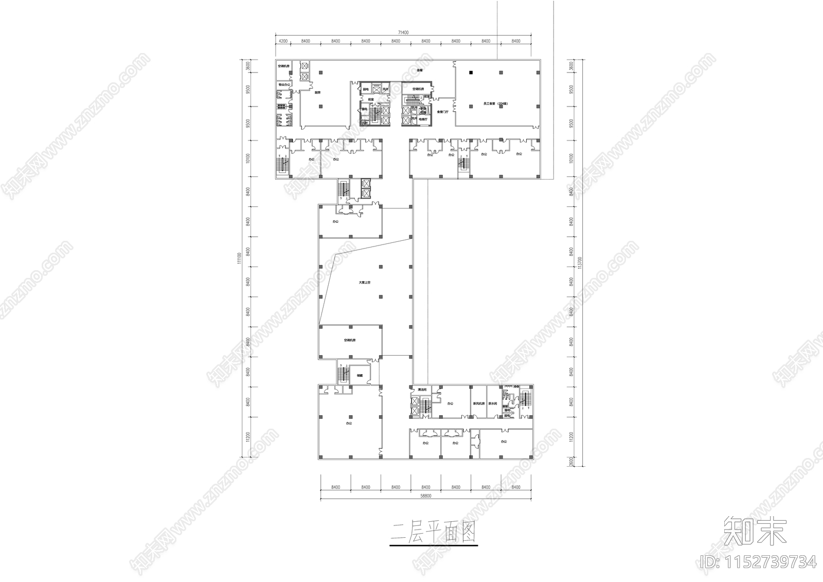 现代总部办公大楼效果图平面cad施工图下载【ID:1152739734】