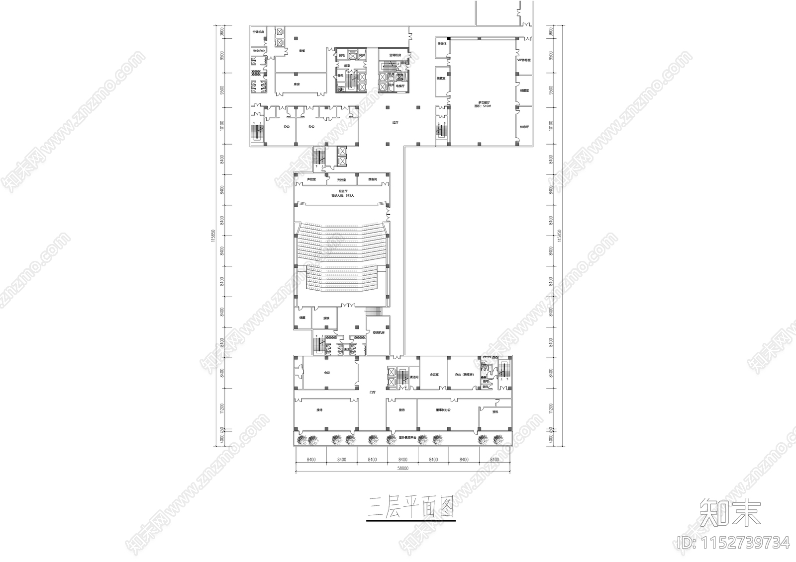 现代总部办公大楼效果图平面cad施工图下载【ID:1152739734】