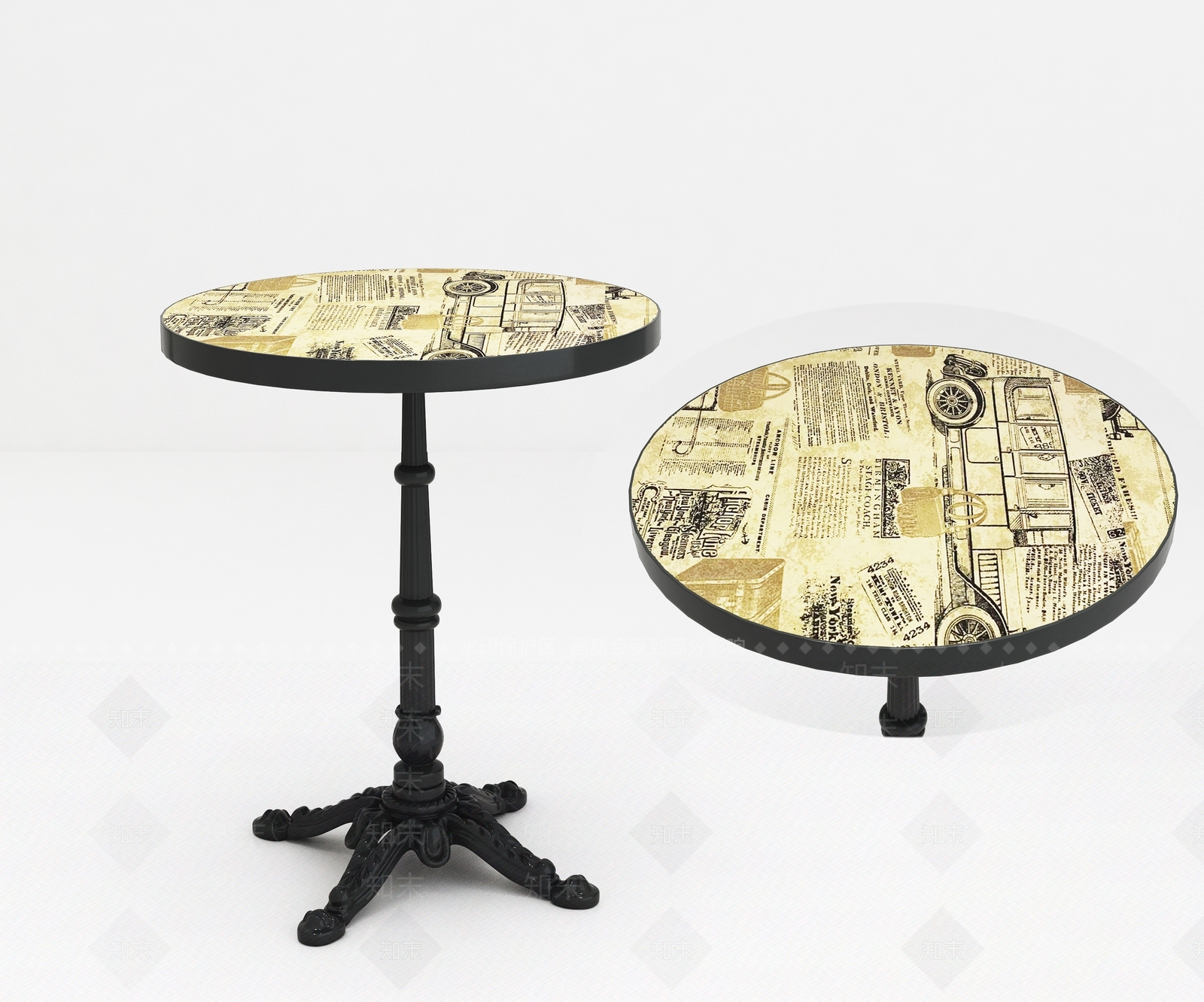 现代复古风圆餐桌SU模型下载【ID:1152742645】