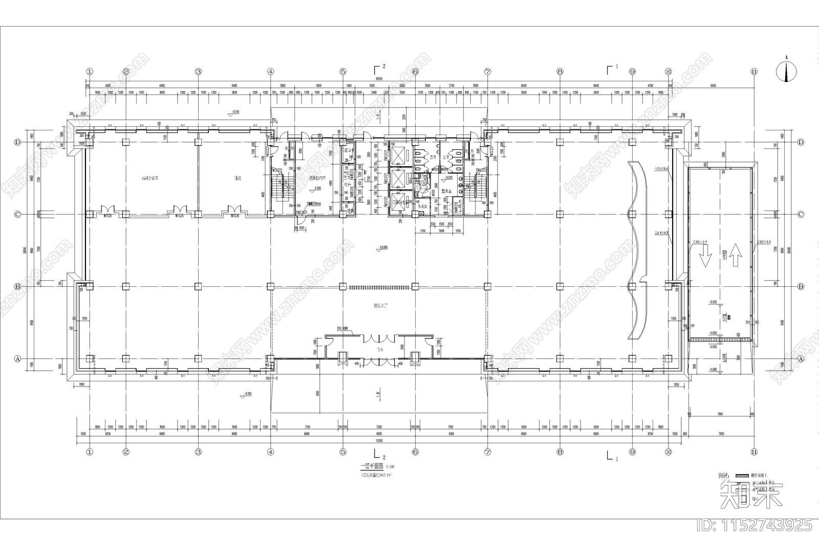 科技园区研发中心办公楼cad施工图下载【ID:1152743925】