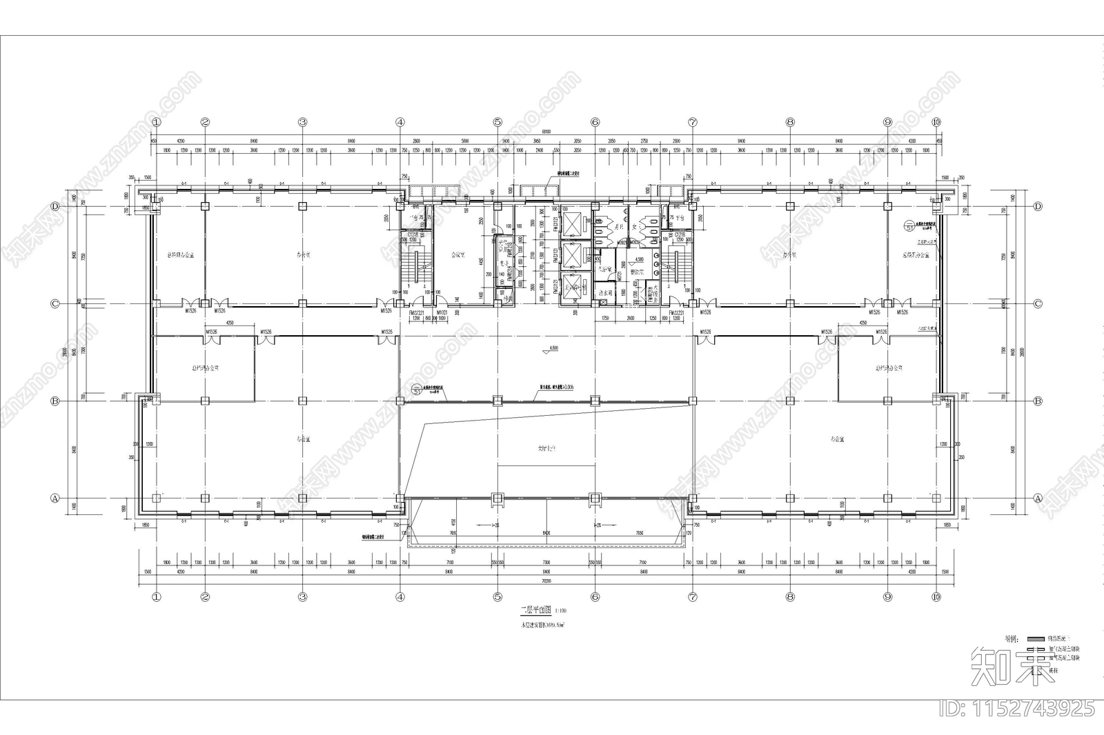 科技园区研发中心办公楼cad施工图下载【ID:1152743925】