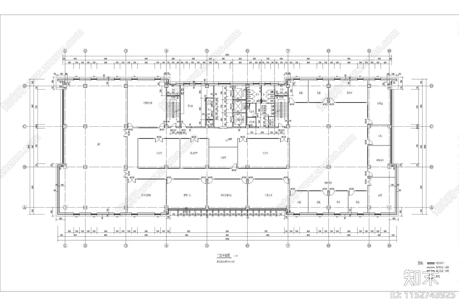 科技园区研发中心办公楼cad施工图下载【ID:1152743925】