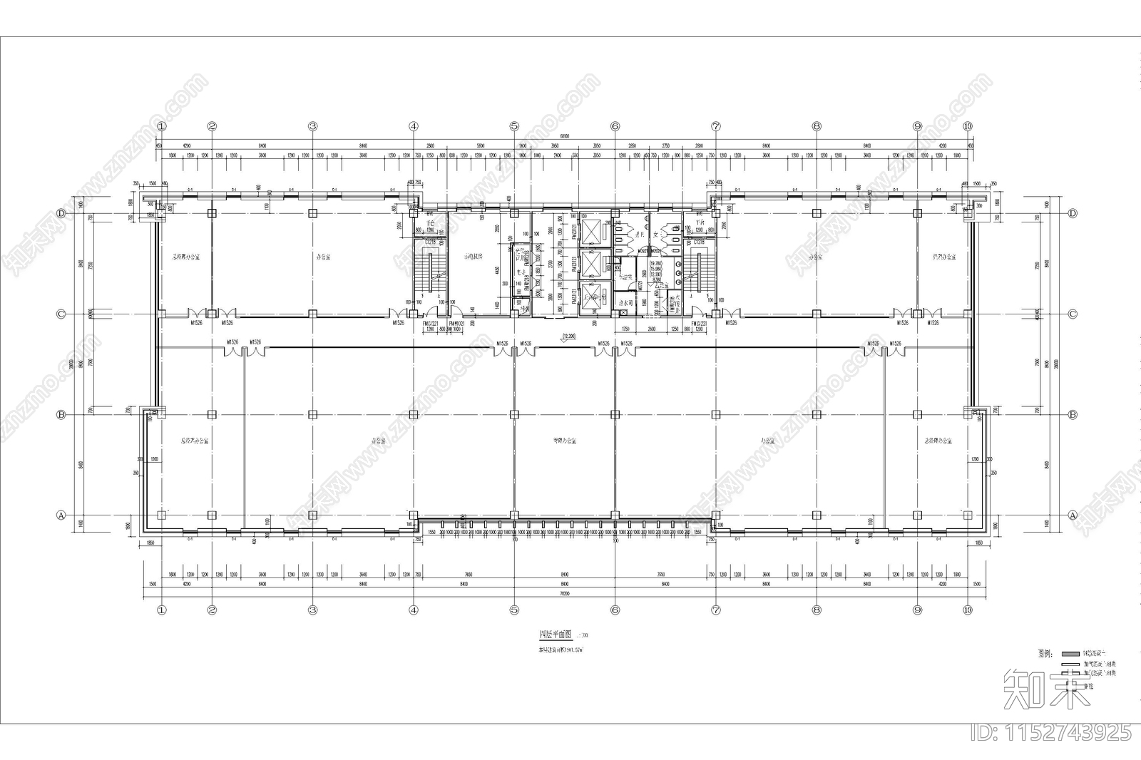 科技园区研发中心办公楼cad施工图下载【ID:1152743925】