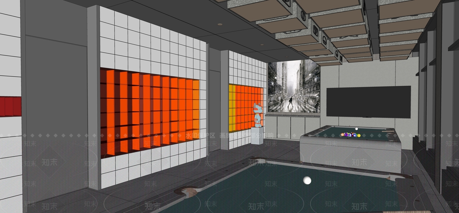 现代台球室SU模型下载【ID:1152746078】