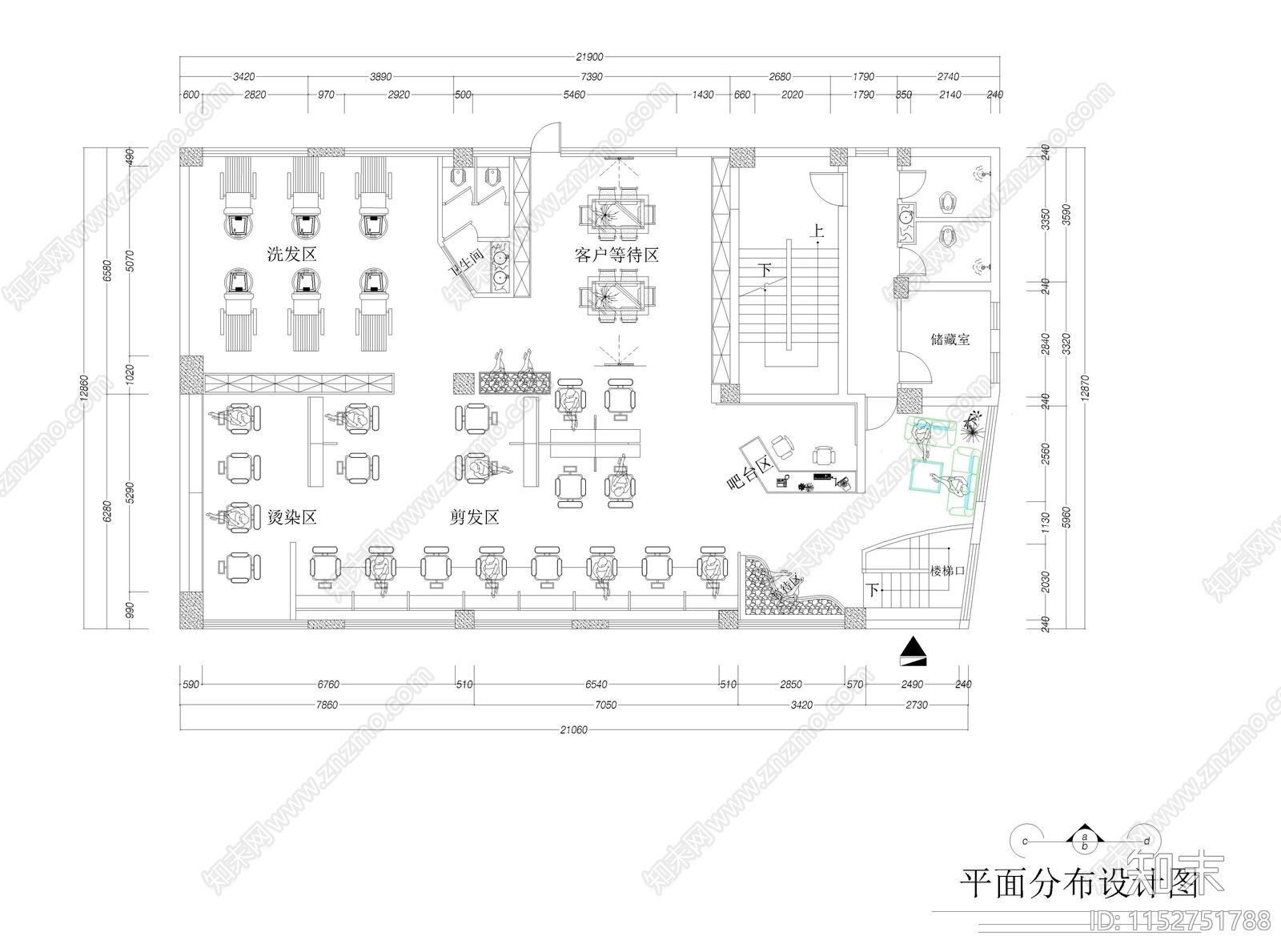 理发店cad施工图下载【ID:1152751788】