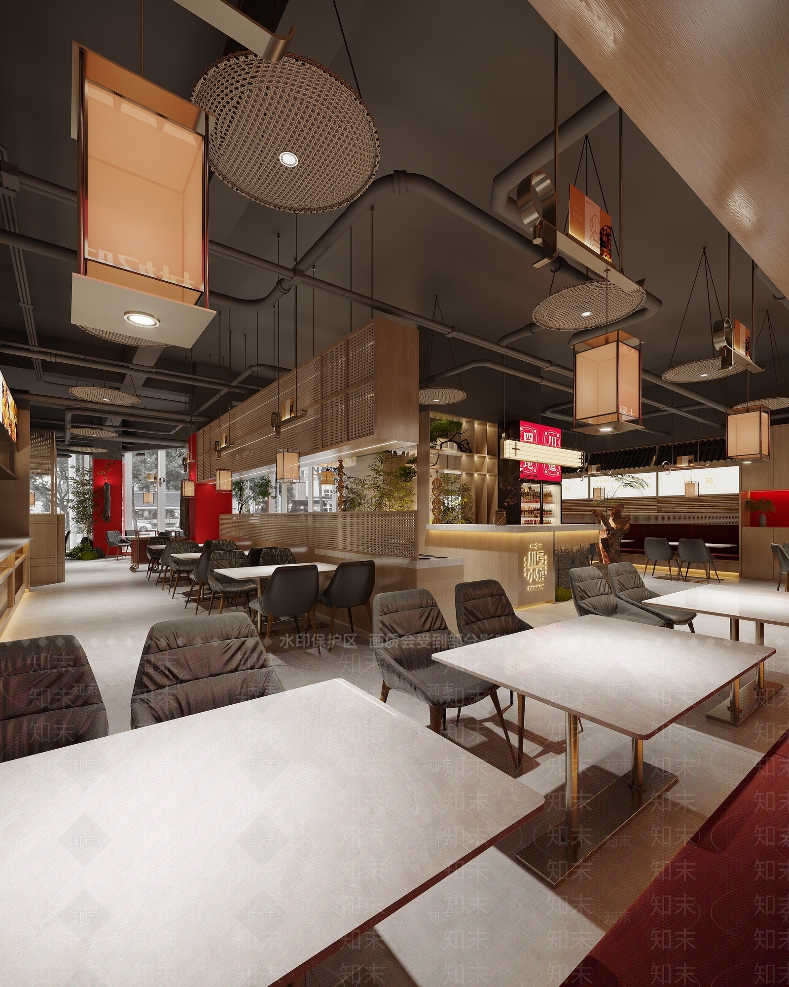 现代中餐厅3D模型下载【ID:1152760270】