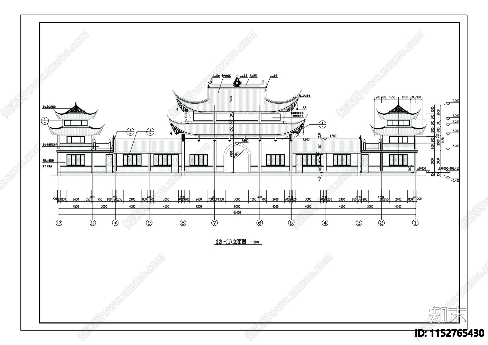 观音寺山门殿施工图下载【ID:1152765430】