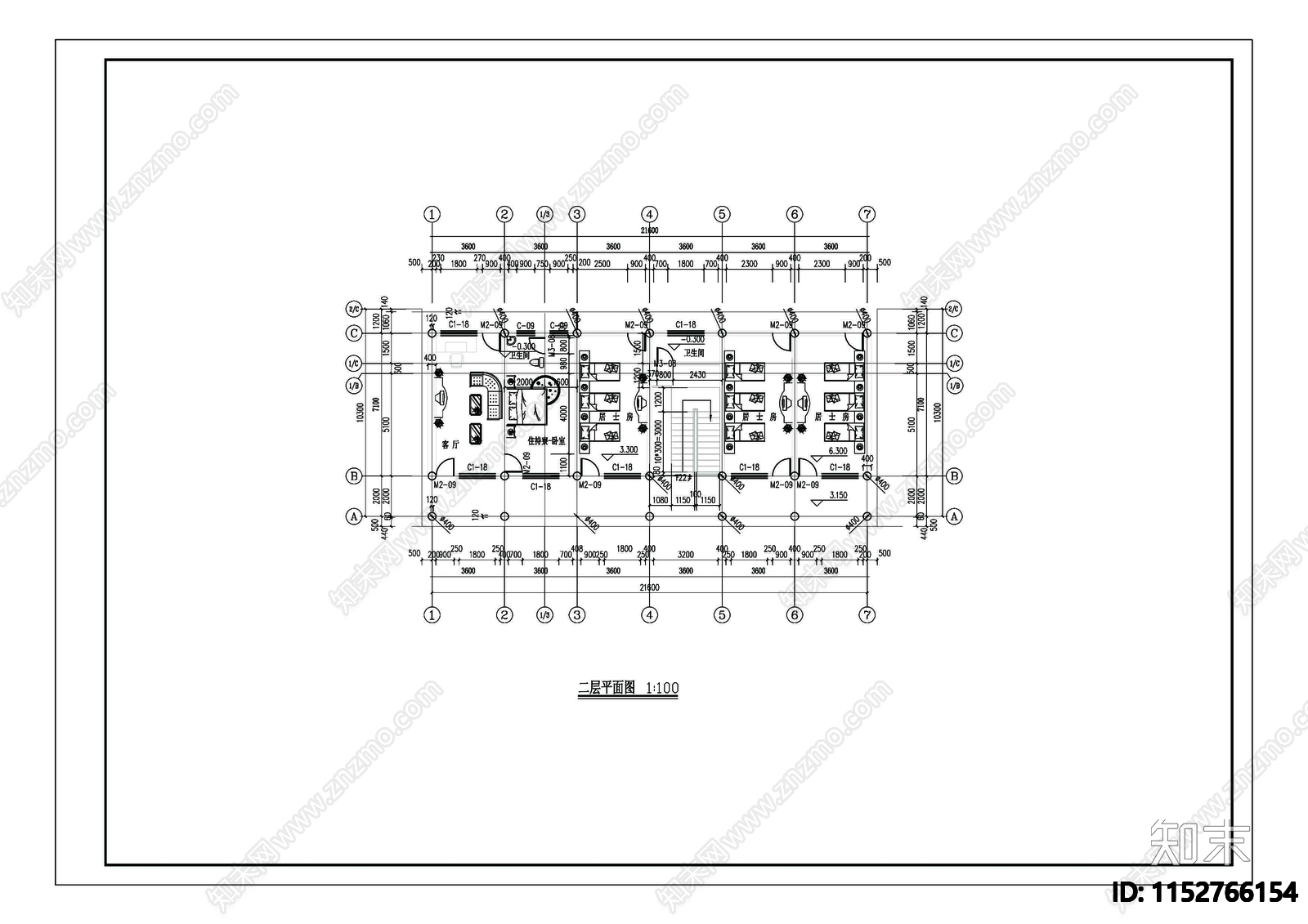 寺院禅房cad施工图下载【ID:1152766154】