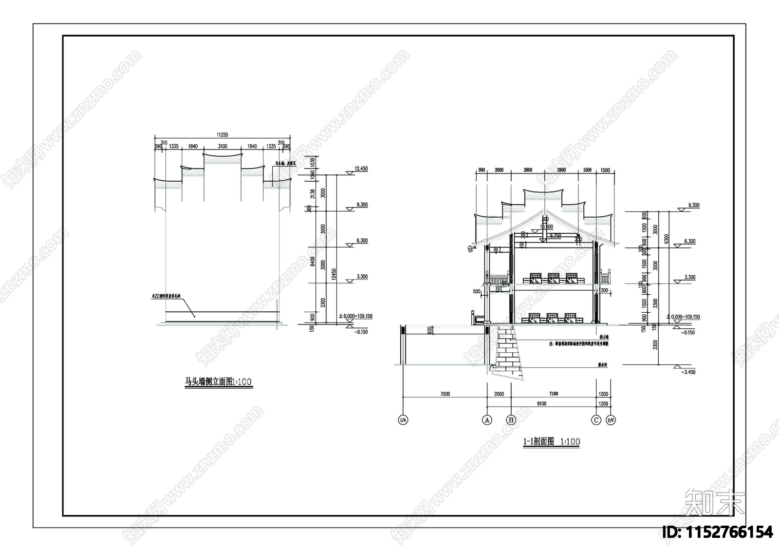 寺院禅房cad施工图下载【ID:1152766154】