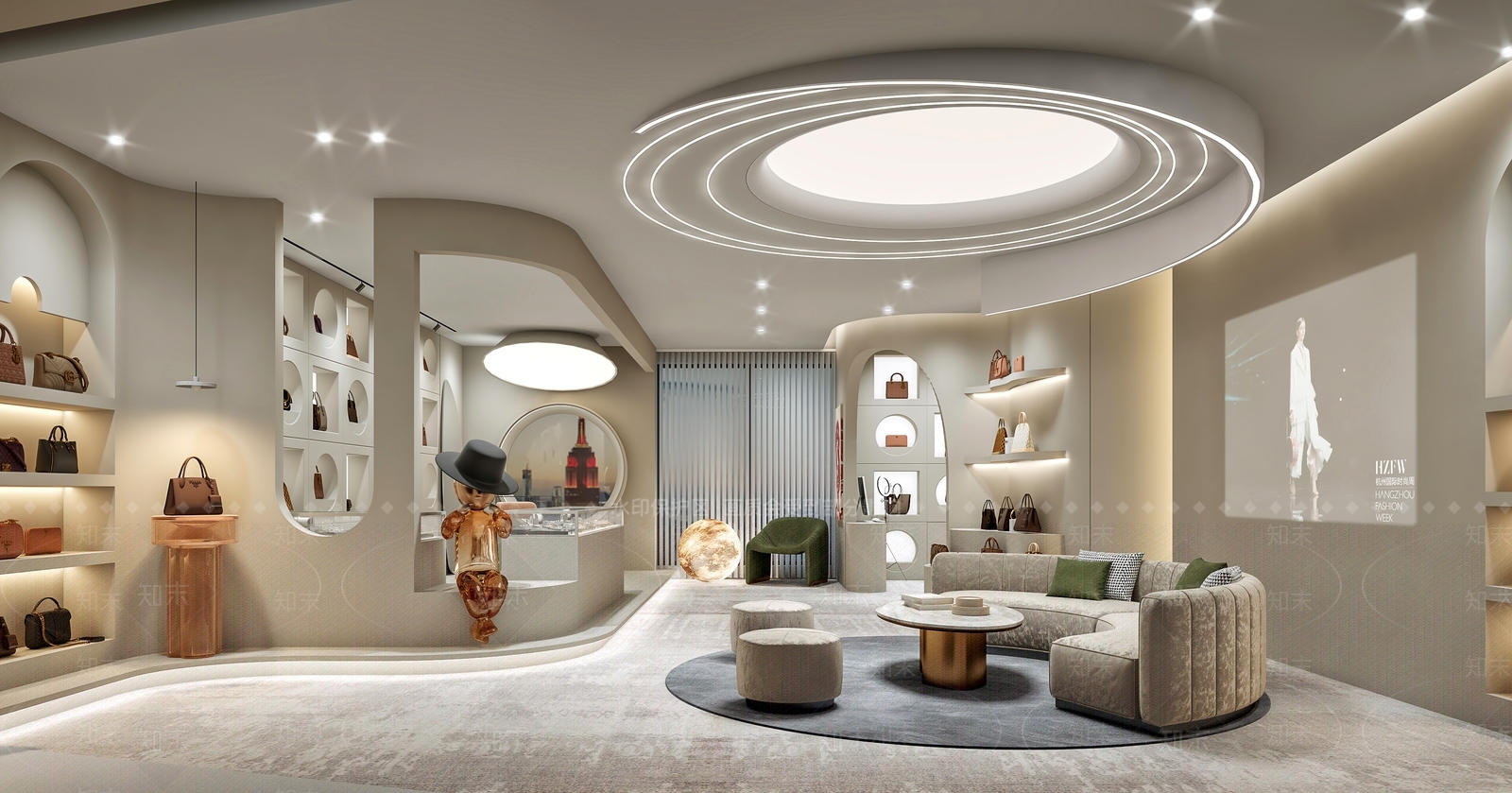 现代奶油风包包店铺3D模型下载【ID:1152767957】