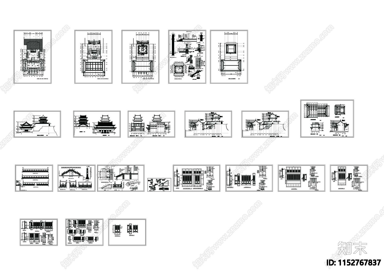 大雄宝殿建筑cad施工图下载【ID:1152767837】