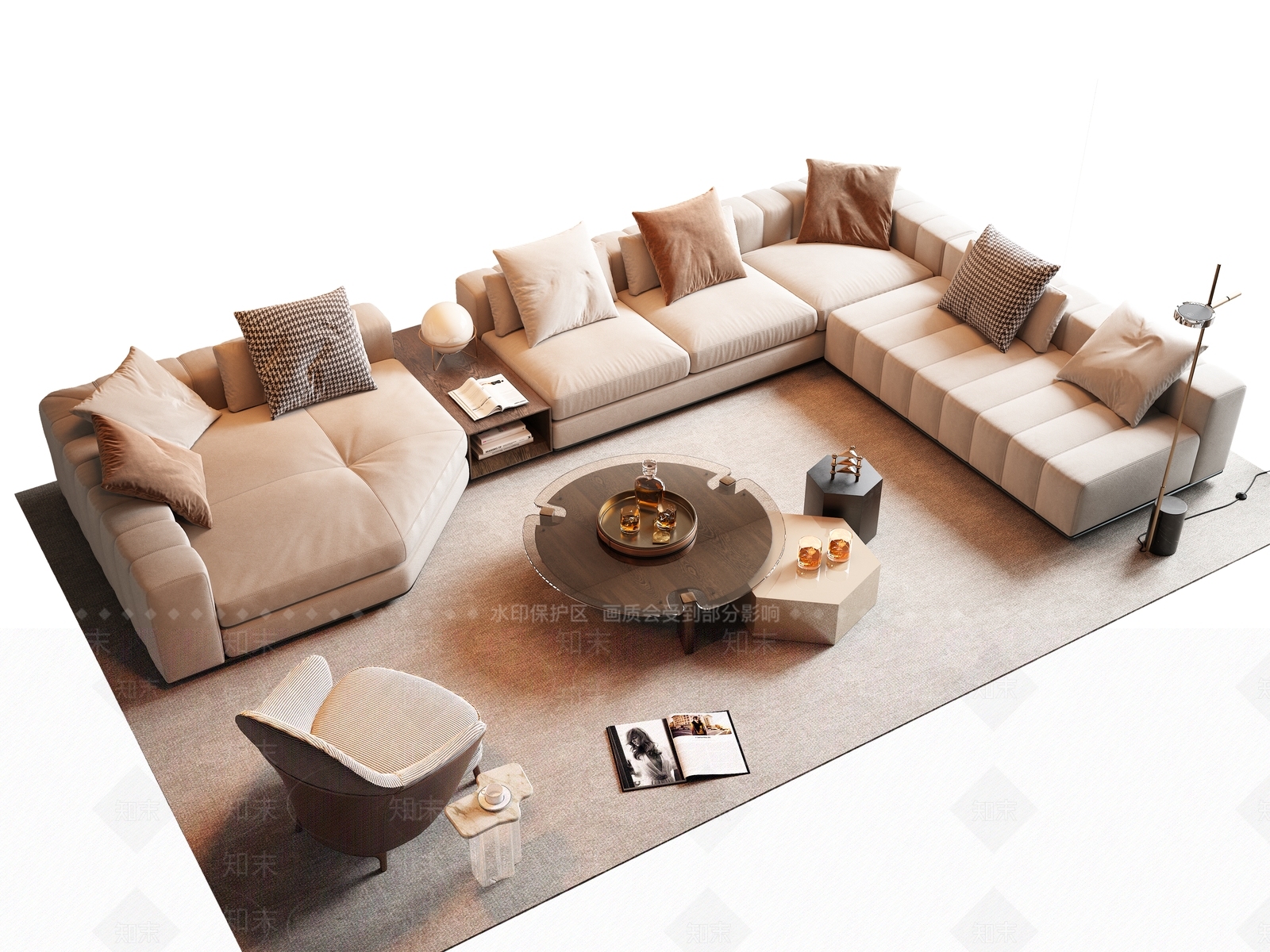 Minotti现代沙发茶几组合SU模型下载【ID:1152771549】