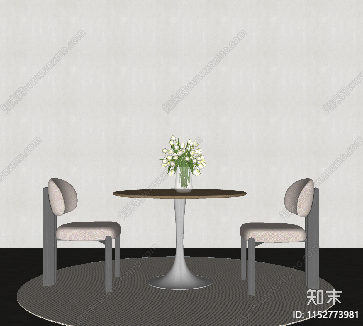 现代餐桌椅组合SU模型下载【ID:1152773981】