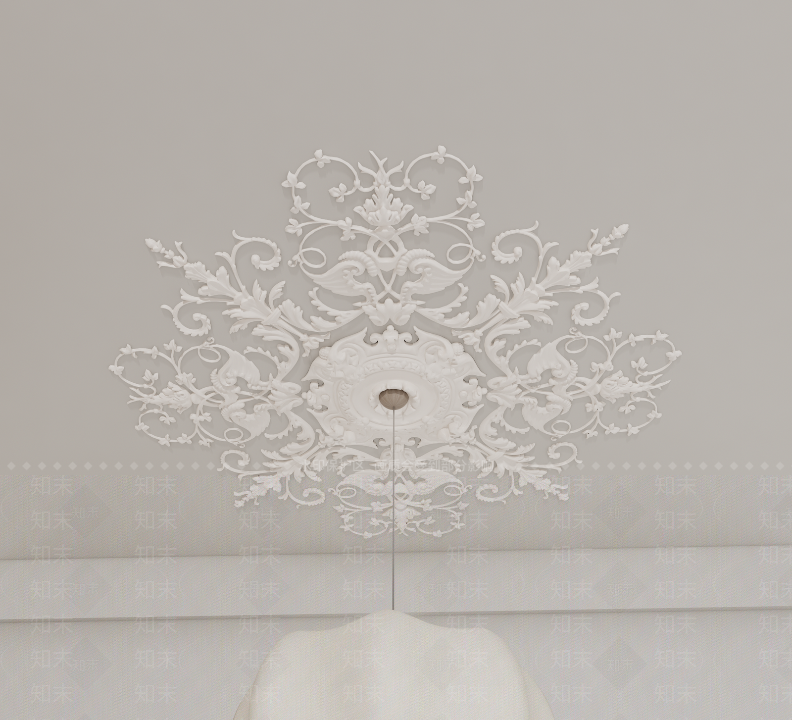 法式雕花吊顶3D模型下载【ID:1152776198】