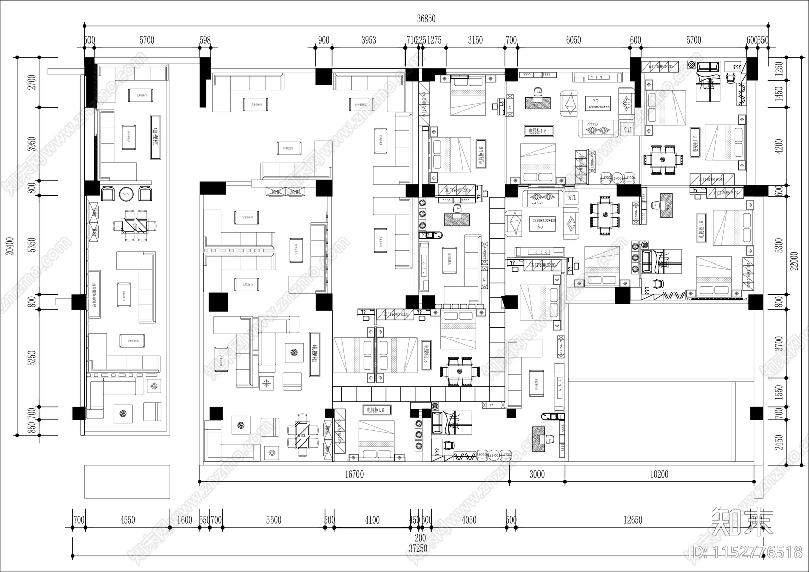 700㎡家具专卖店平面布置图施工图下载【ID:1152776518】