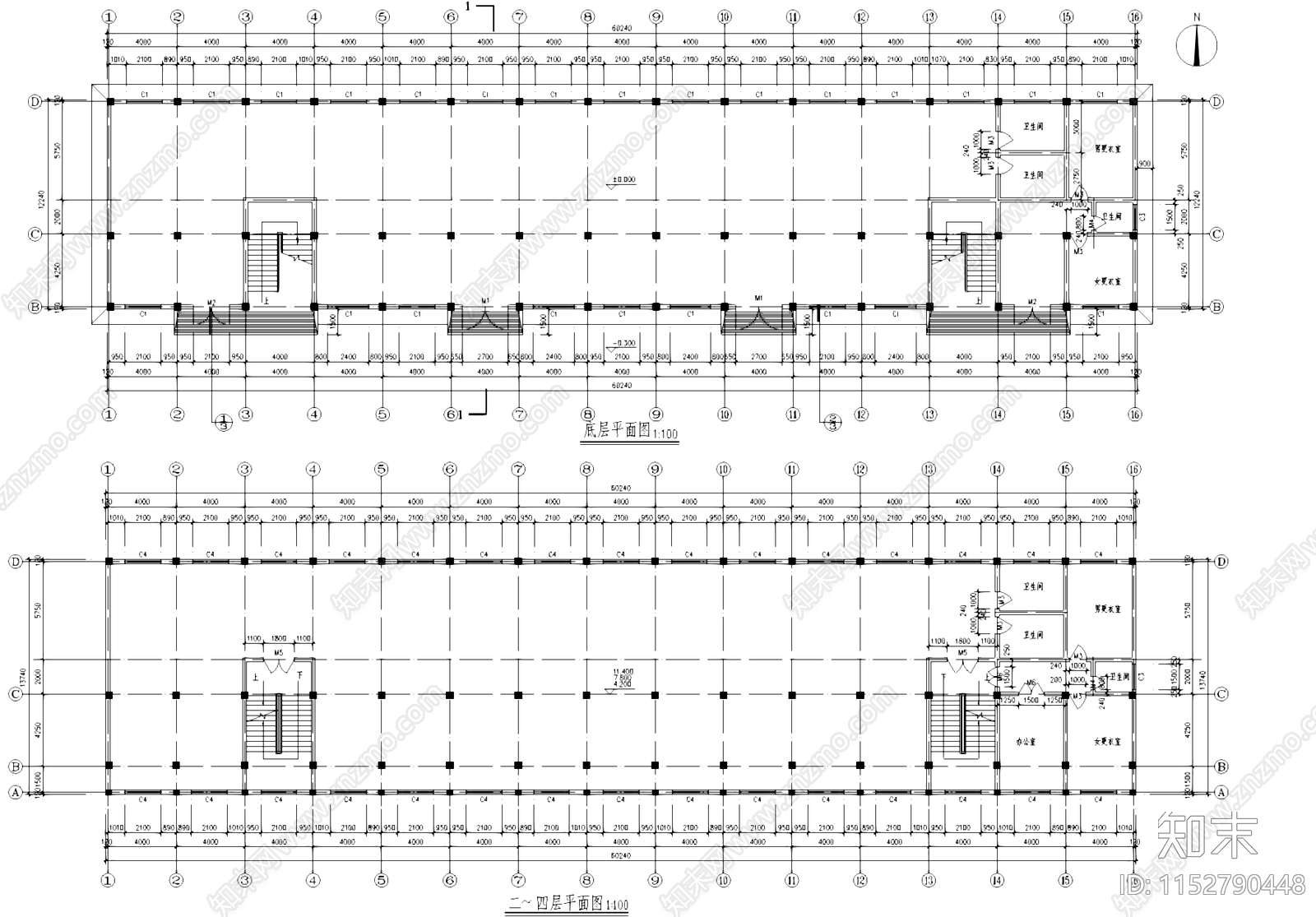 嘉越针织厂车间厂房工业建筑cad施工图下载【ID:1152790448】