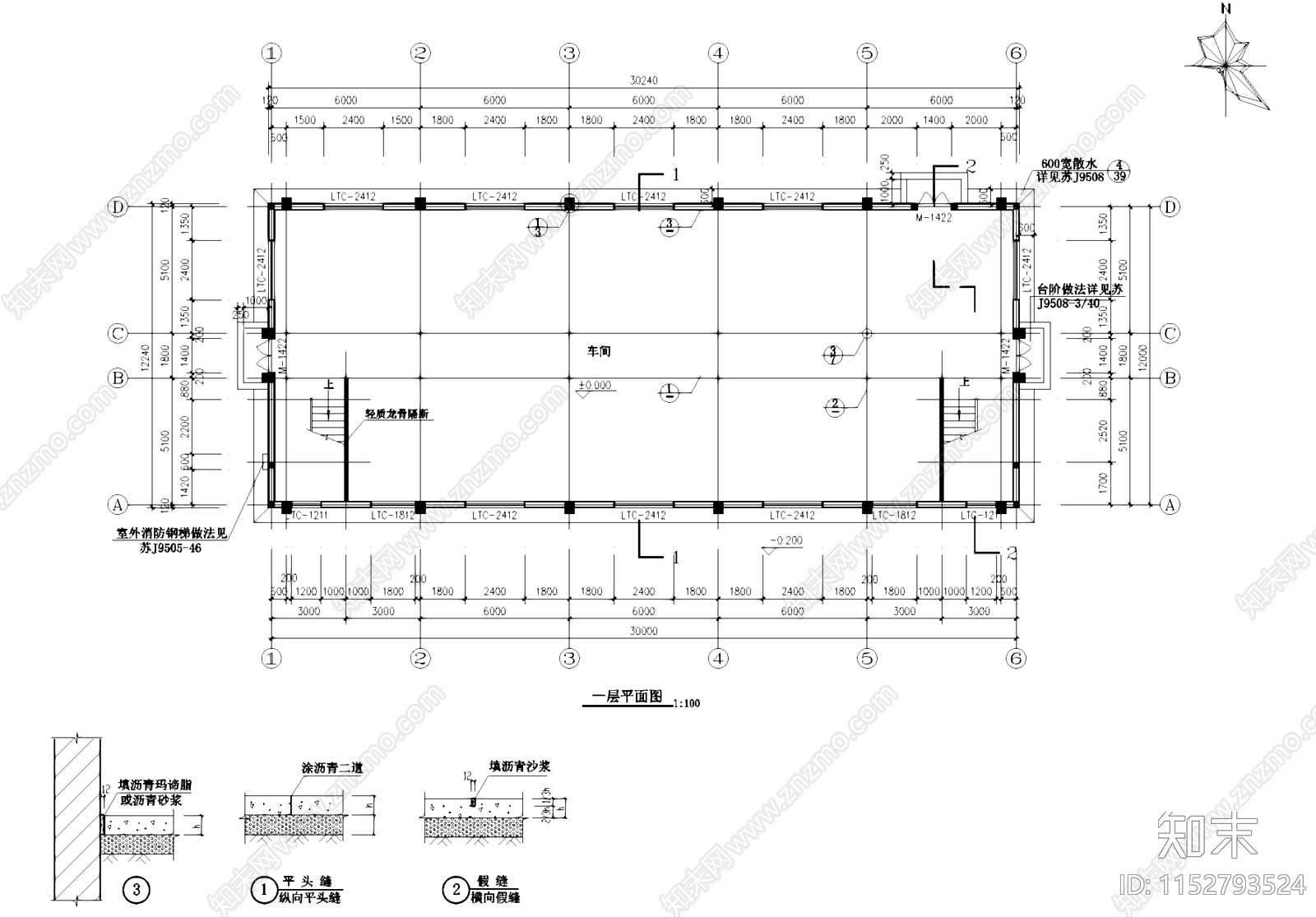 精密仪表厂房车间工业建筑cad施工图下载【ID:1152793524】