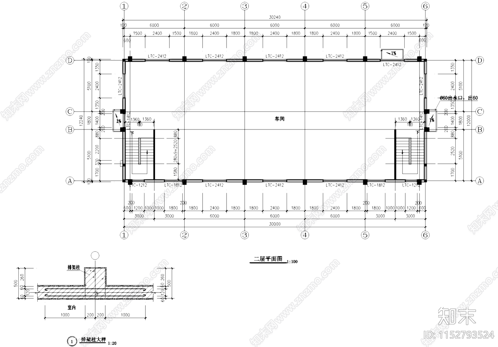 精密仪表厂房车间工业建筑cad施工图下载【ID:1152793524】