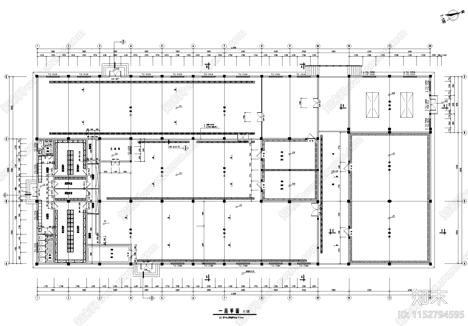 水产冷藏库冷冻间加工车间厂房仓库工业建筑施工图下载【ID:1152794595】