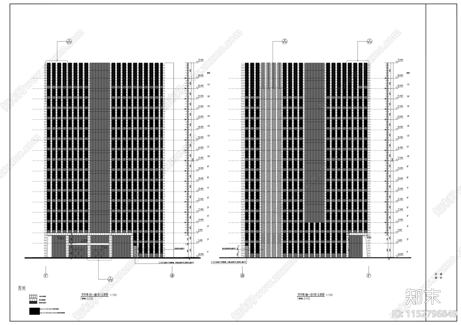 漕河泾新建办公楼建筑cad施工图下载【ID:1152796849】