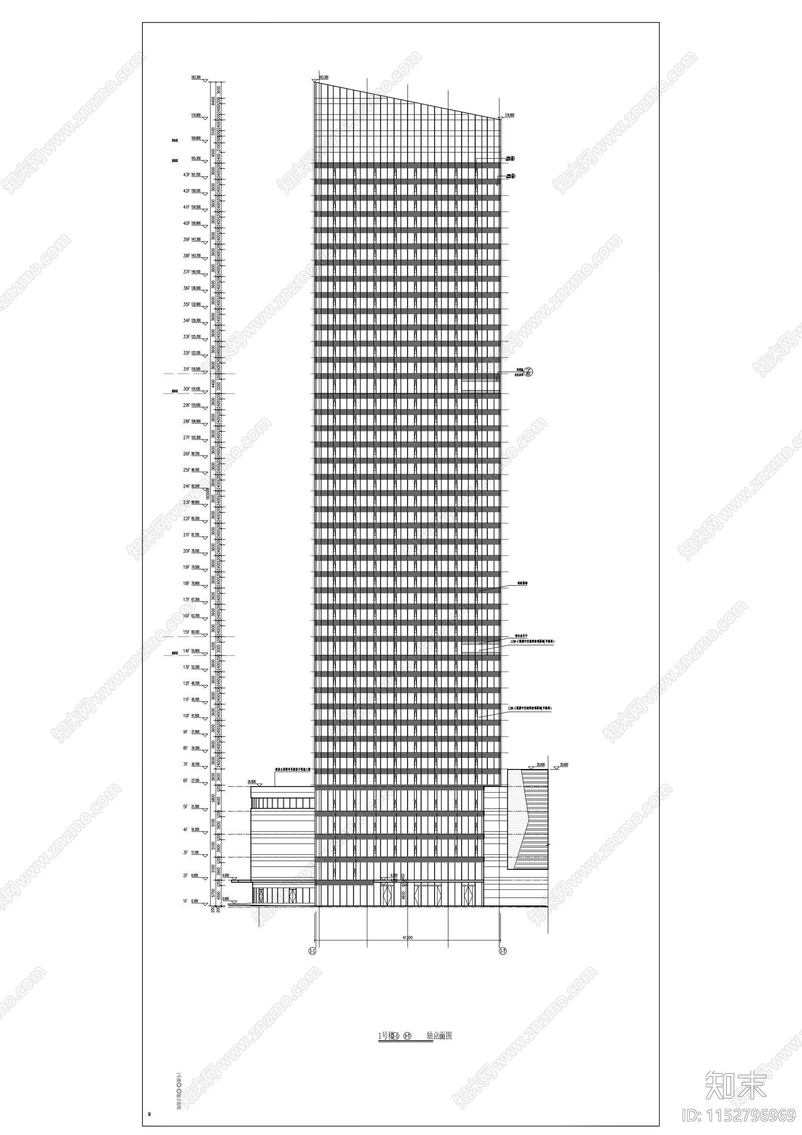 城市广场商业办公楼建筑cad施工图下载【ID:1152796969】