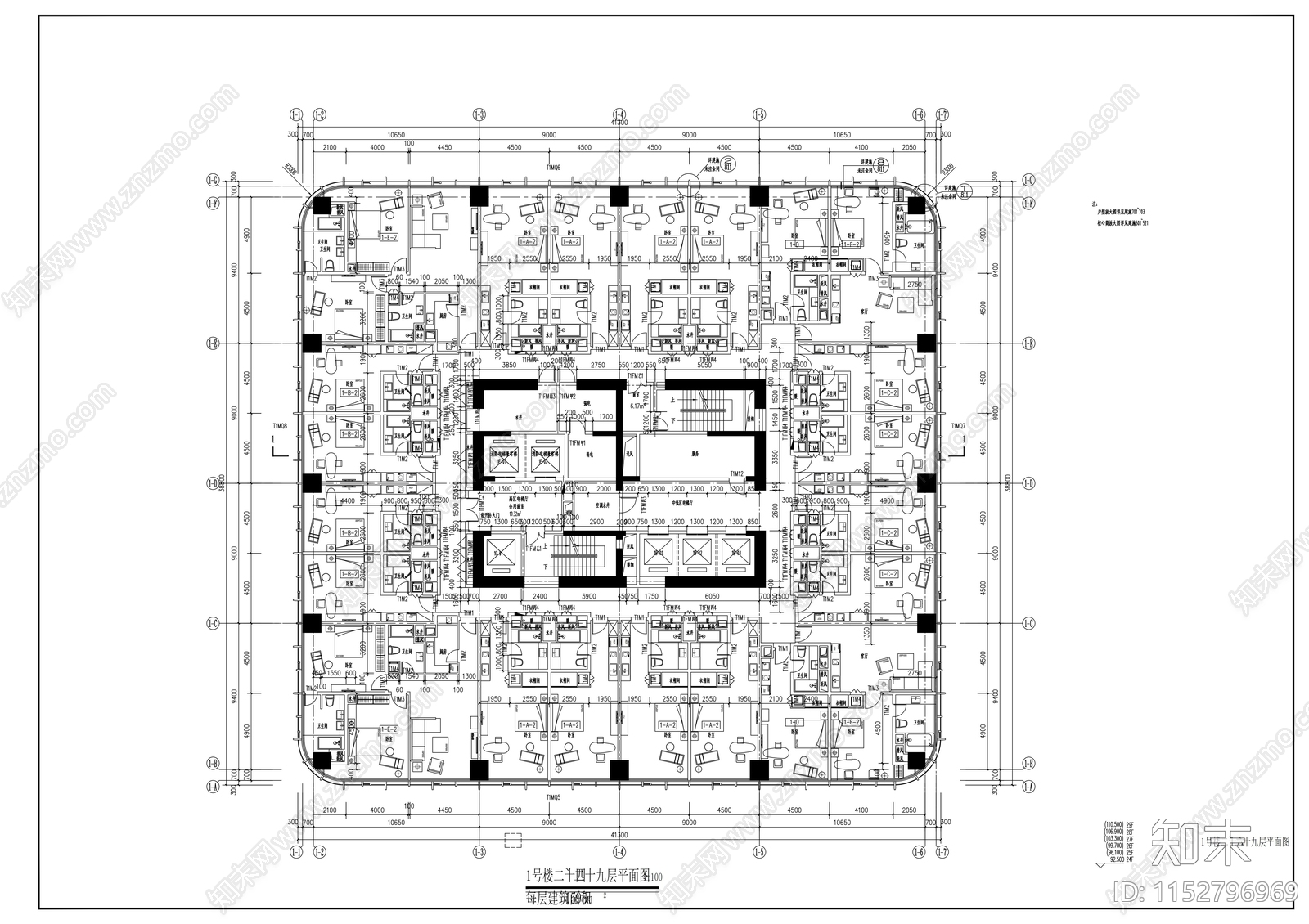 城市广场商业办公楼建筑cad施工图下载【ID:1152796969】