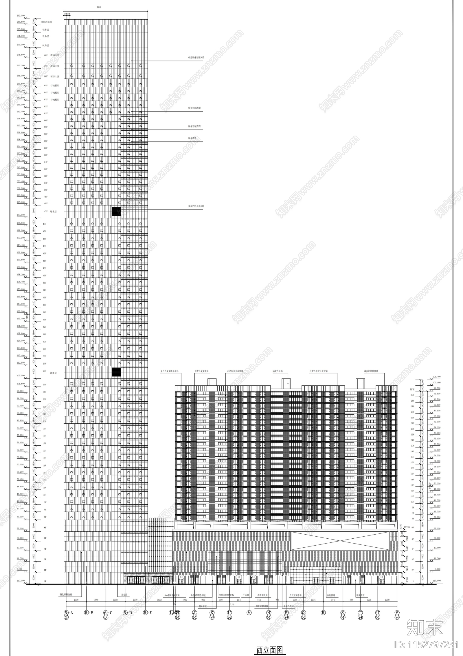 大型超高层商业综合体建筑cad施工图下载【ID:1152797251】