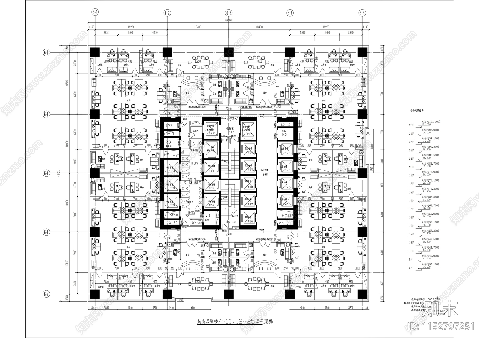 大型超高层商业综合体建筑cad施工图下载【ID:1152797251】