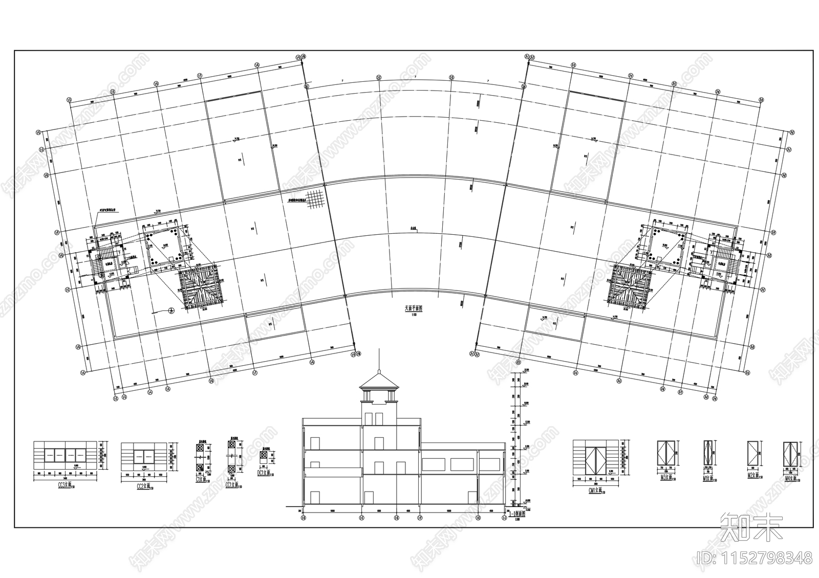 欧式商业步行街建筑cad施工图下载【ID:1152798348】