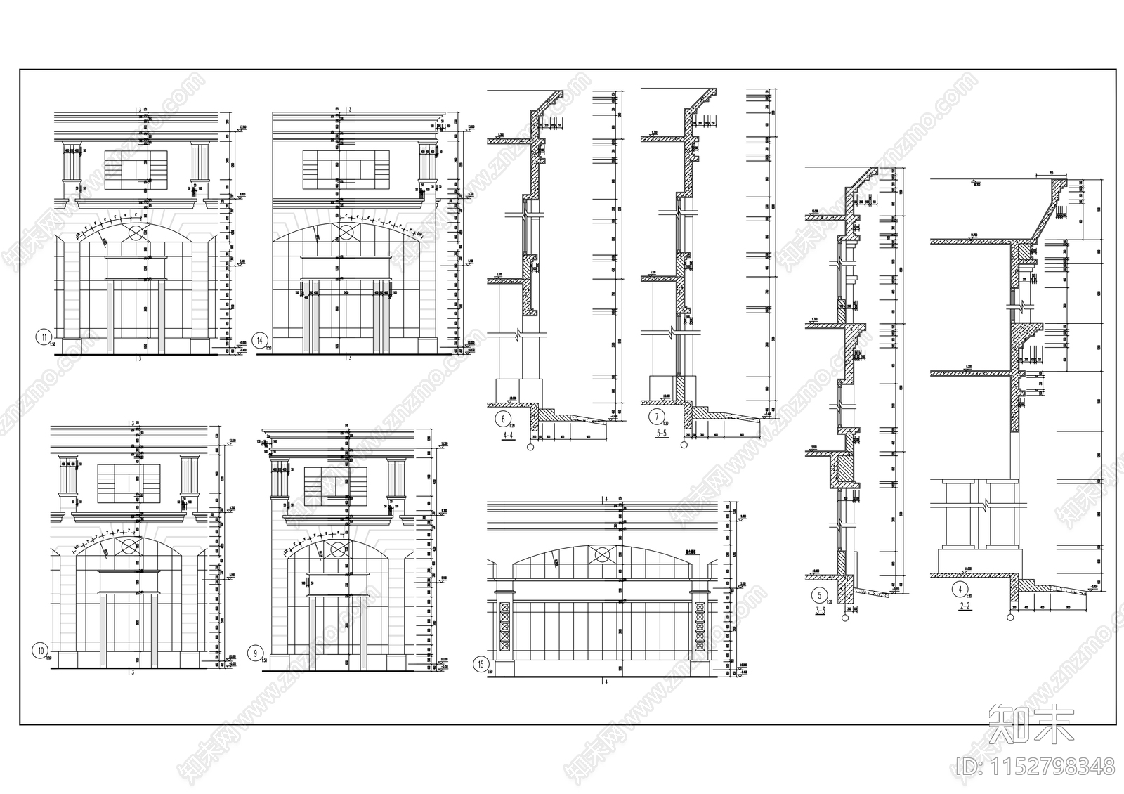 欧式商业步行街建筑cad施工图下载【ID:1152798348】