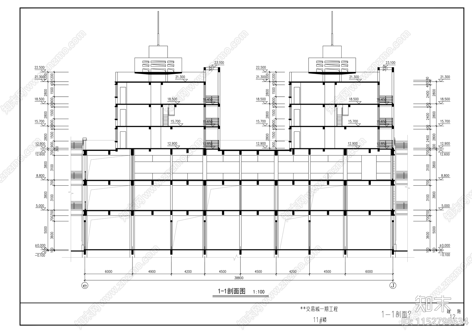 商业街交易城建筑cad施工图下载【ID:1152798634】