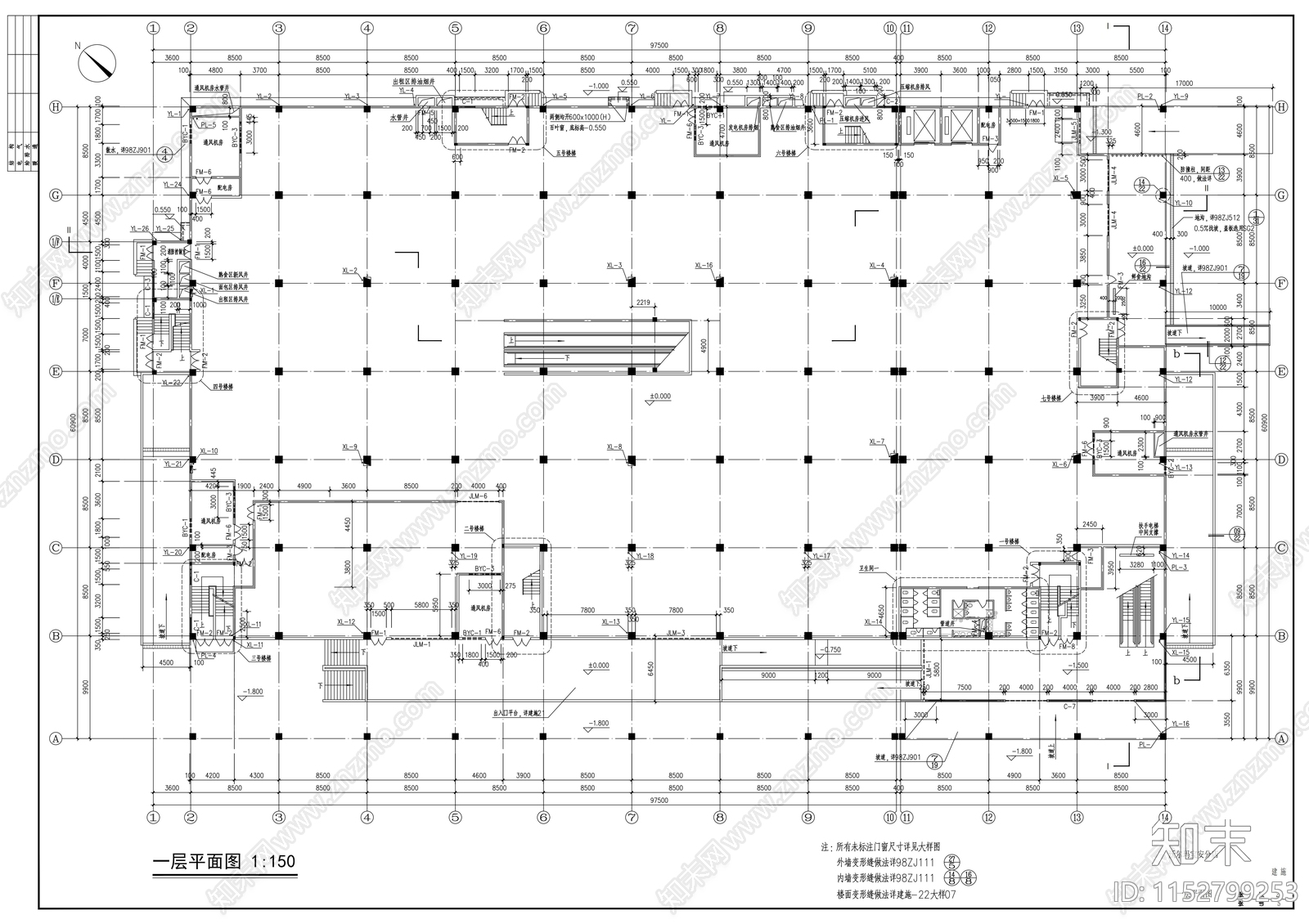 沃尔玛卖场建筑cad施工图下载【ID:1152799253】