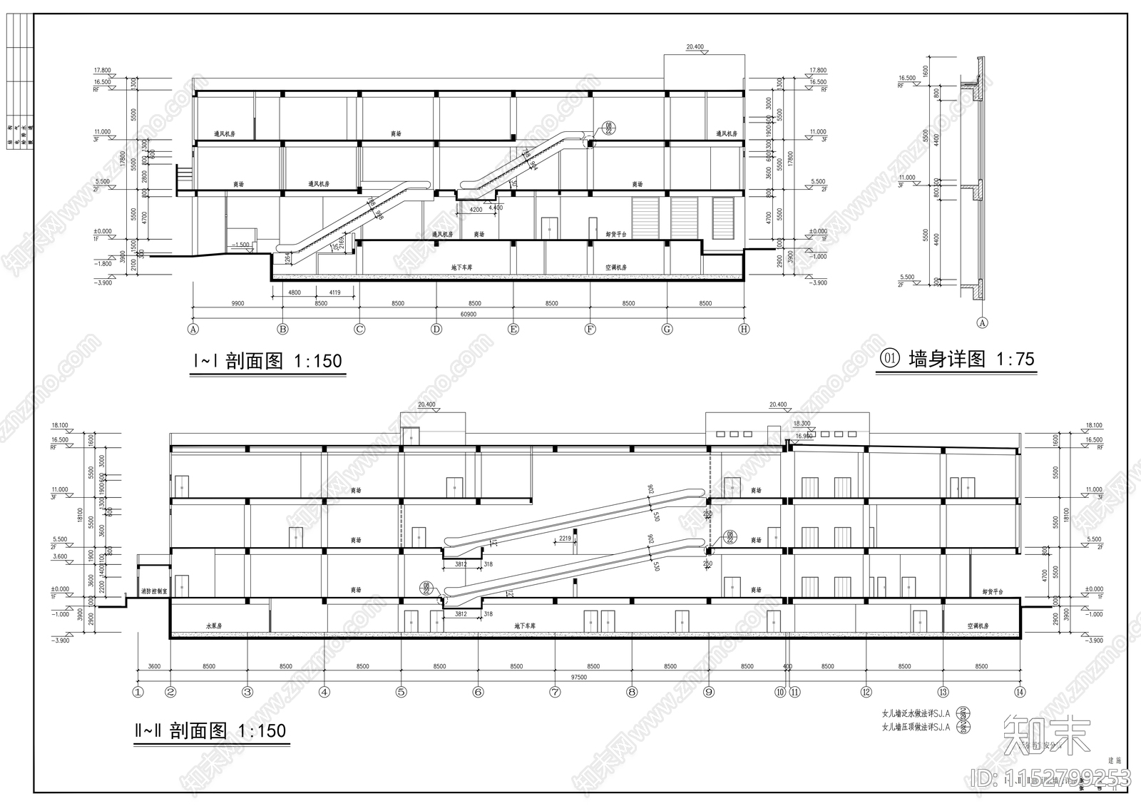 沃尔玛卖场建筑cad施工图下载【ID:1152799253】