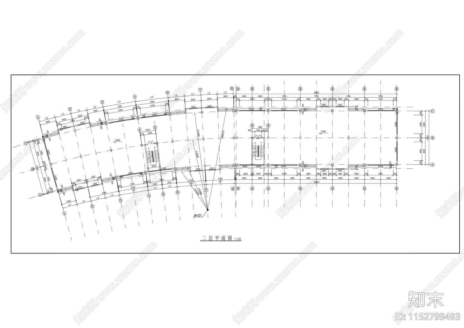 沿河商业楼建筑cad施工图下载【ID:1152799493】