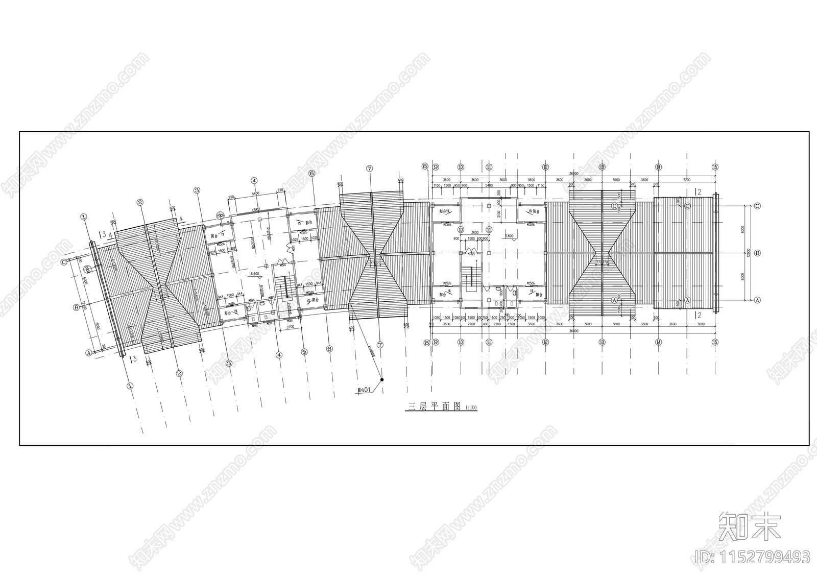 沿河商业楼建筑cad施工图下载【ID:1152799493】