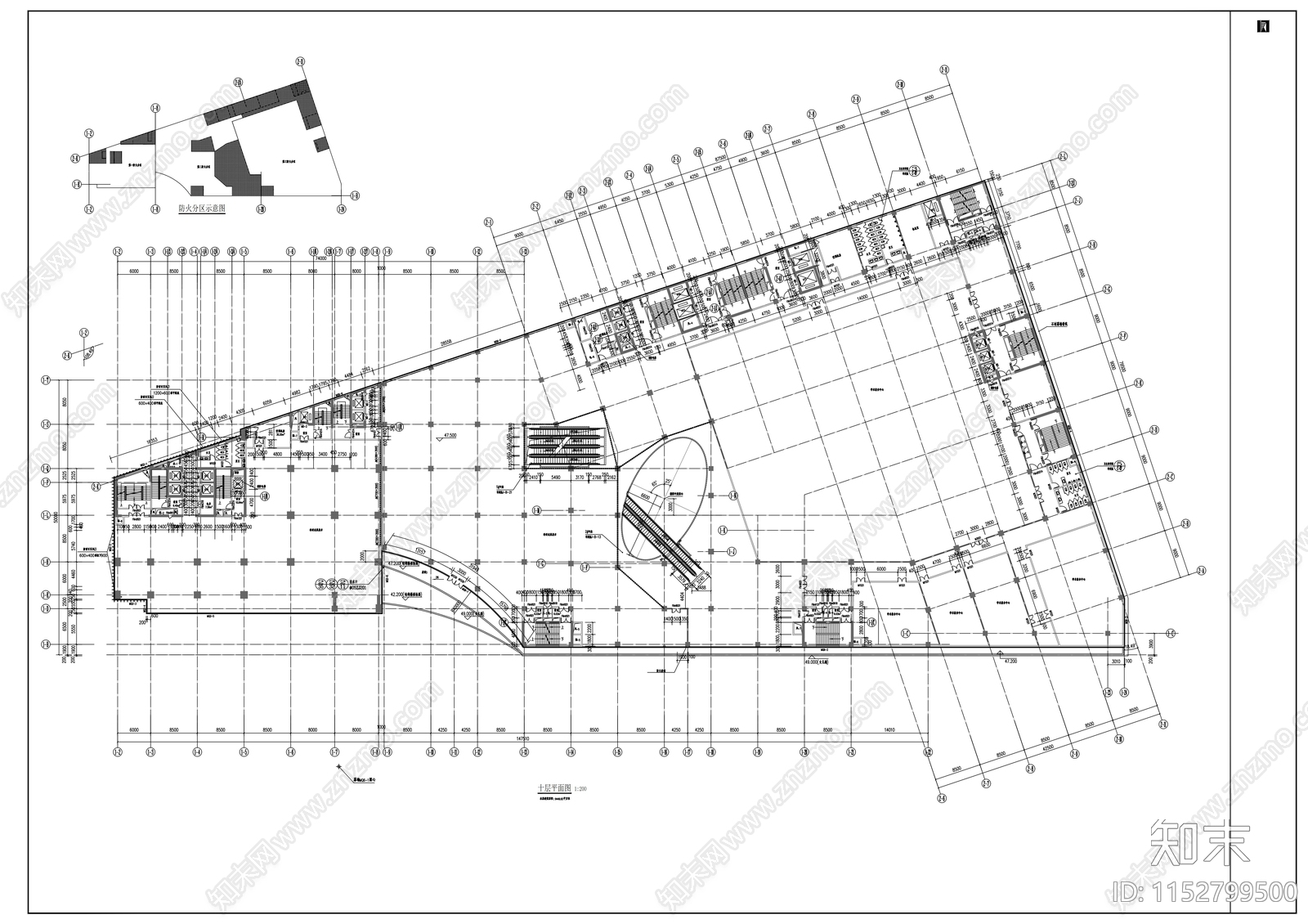 银泰城珞珈商业建筑cad施工图下载【ID:1152799500】