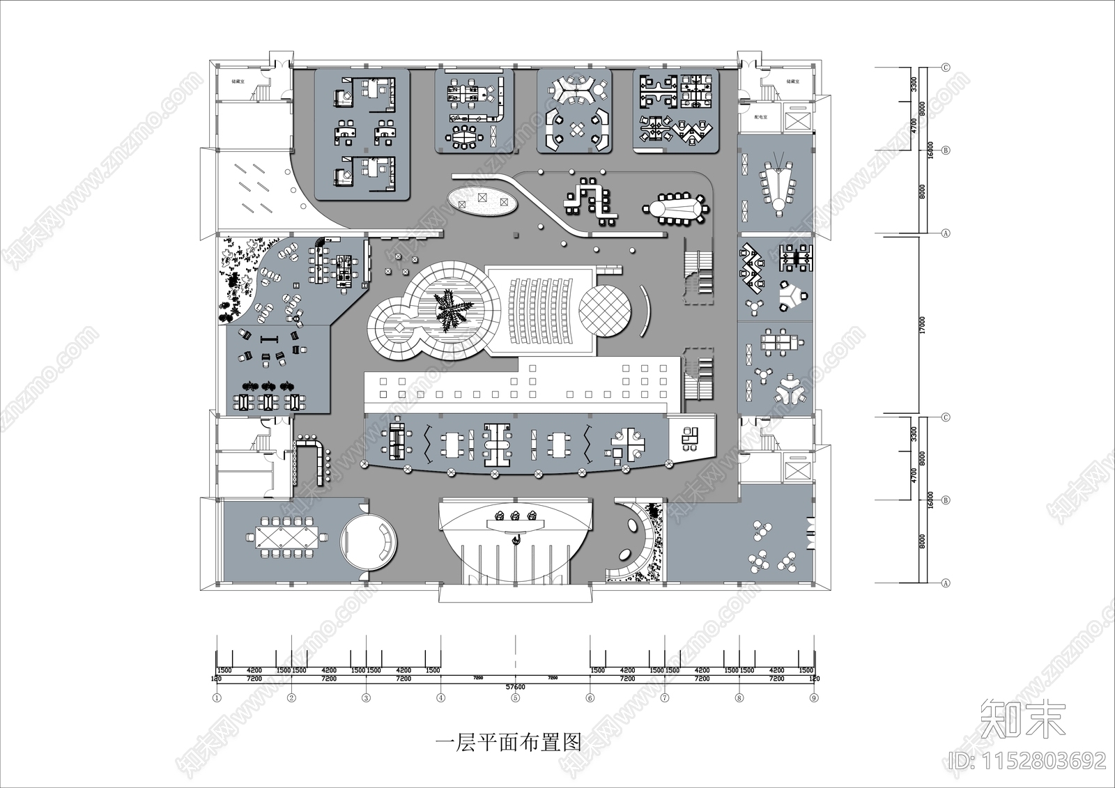 3000㎡两层家具展厅平面布置图施工图下载【ID:1152803692】