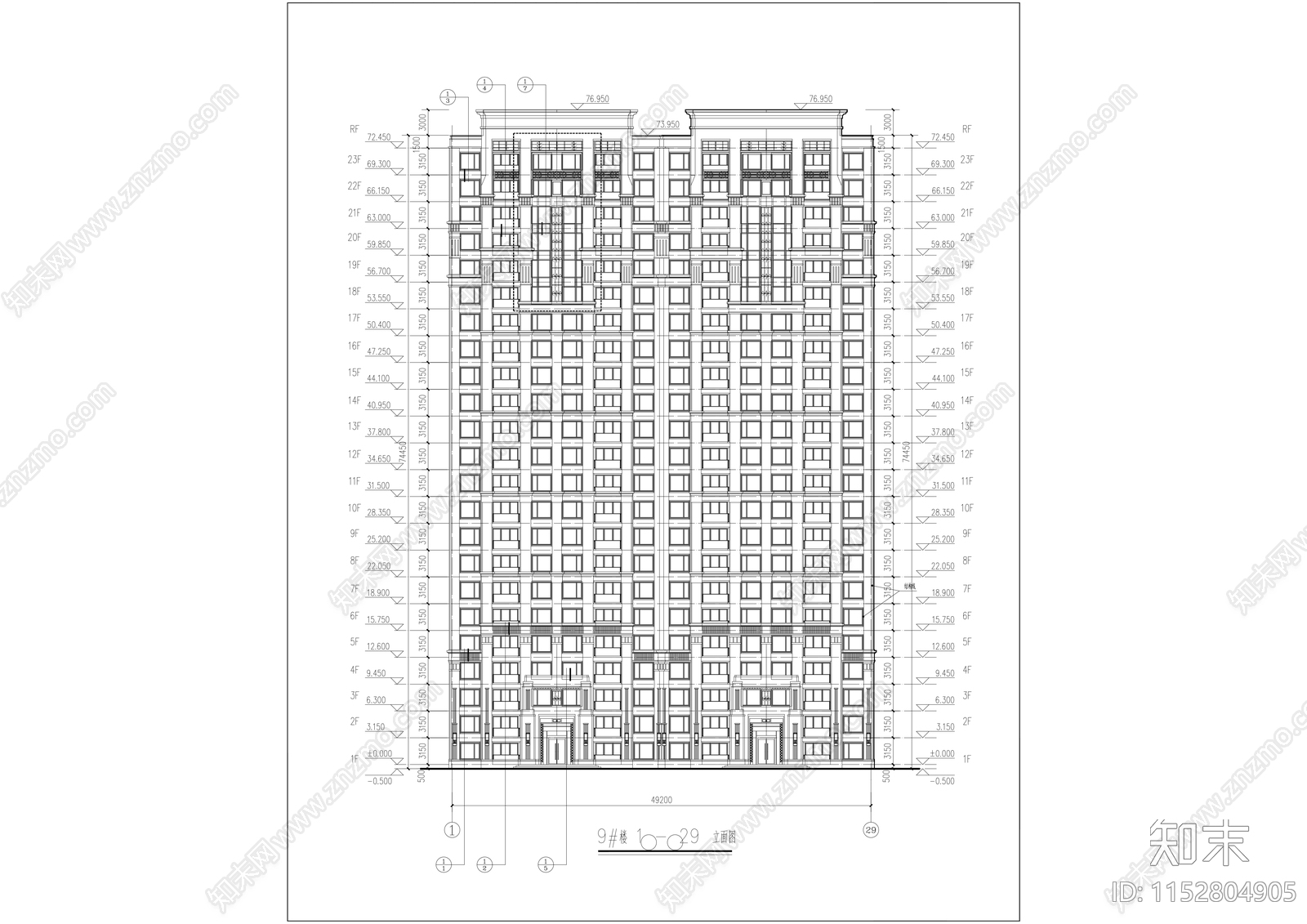 现代住宅小区建筑cad施工图下载【ID:1152804905】