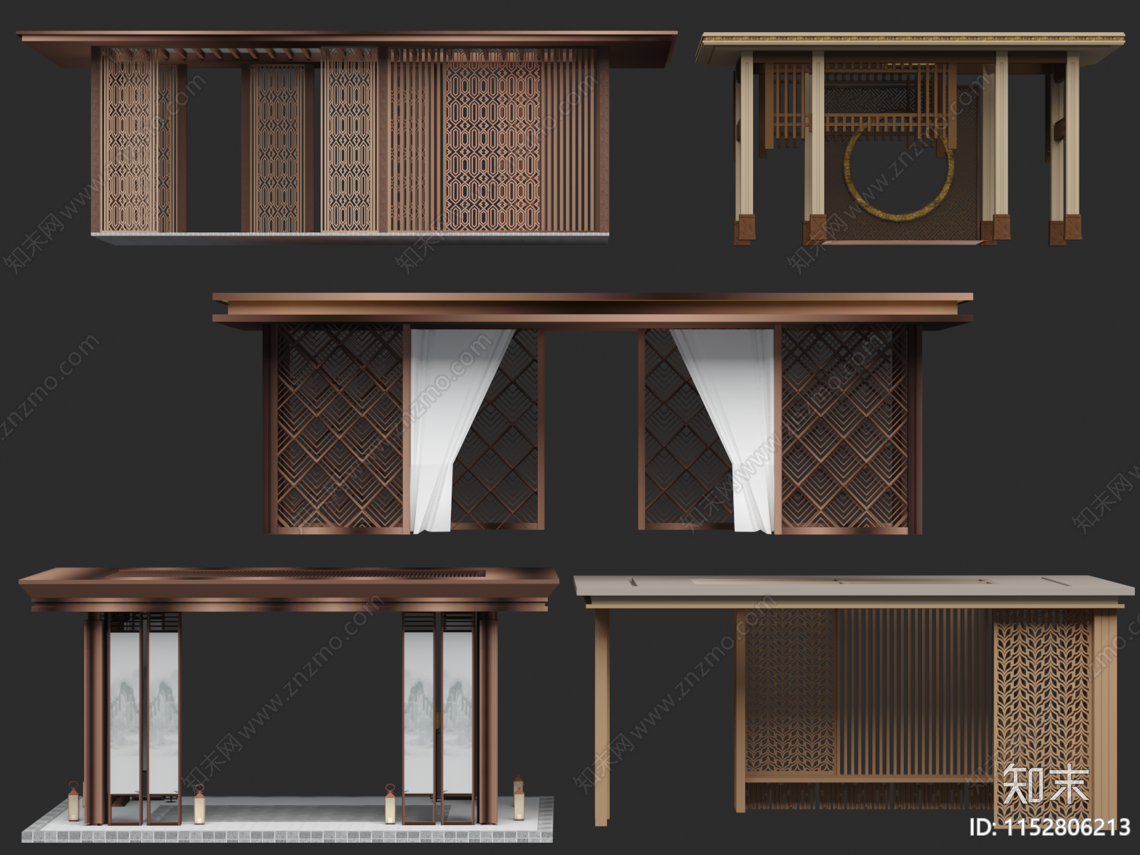 新中式廊架3D模型下载【ID:1152806213】