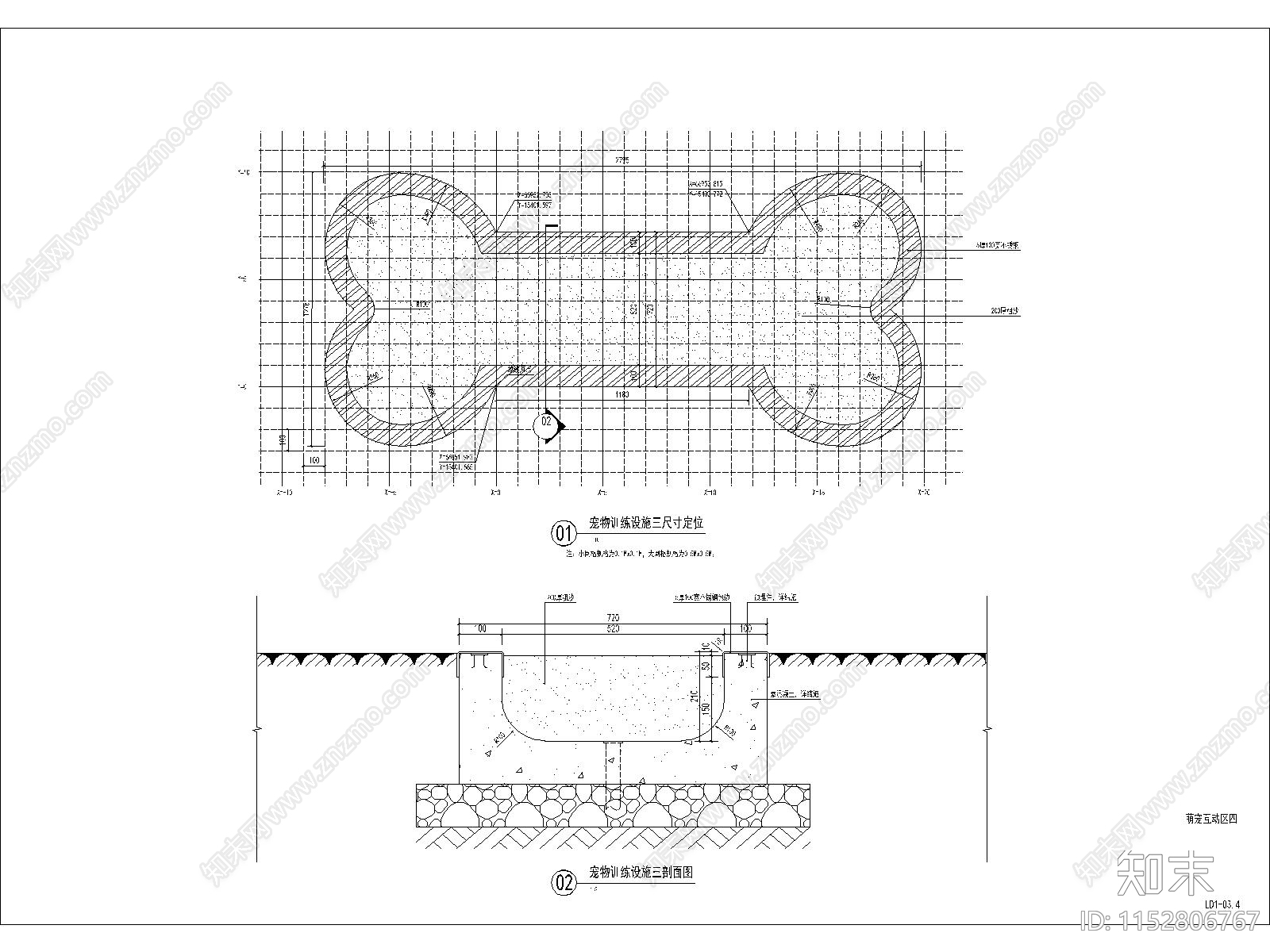 现代宠物活动区景观cad施工图下载【ID:1152806767】