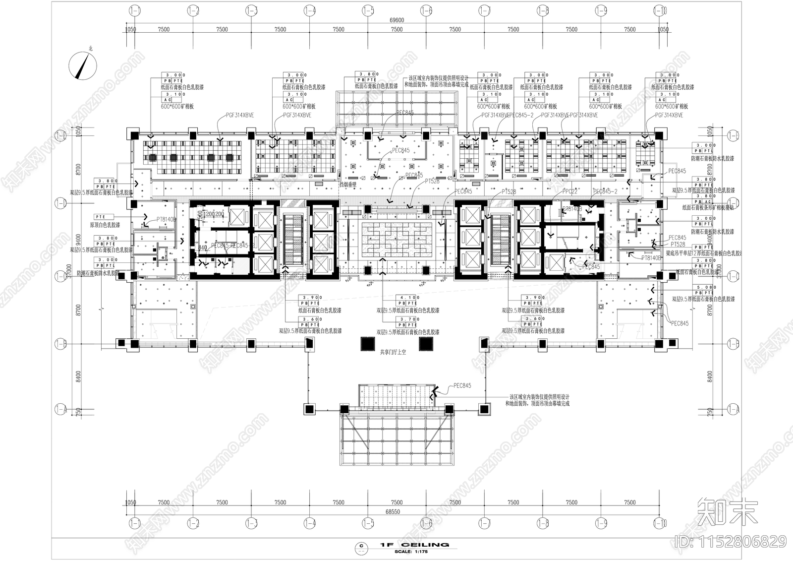 现代商务办公楼室内cad施工图下载【ID:1152806829】