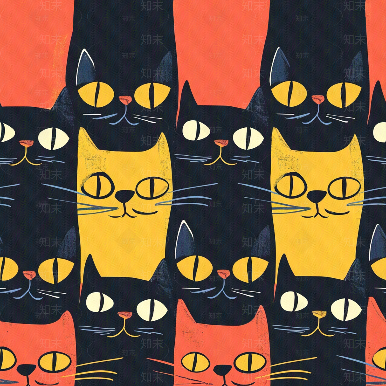 无缝猫咪壁纸贴图下载【ID:1152808167】