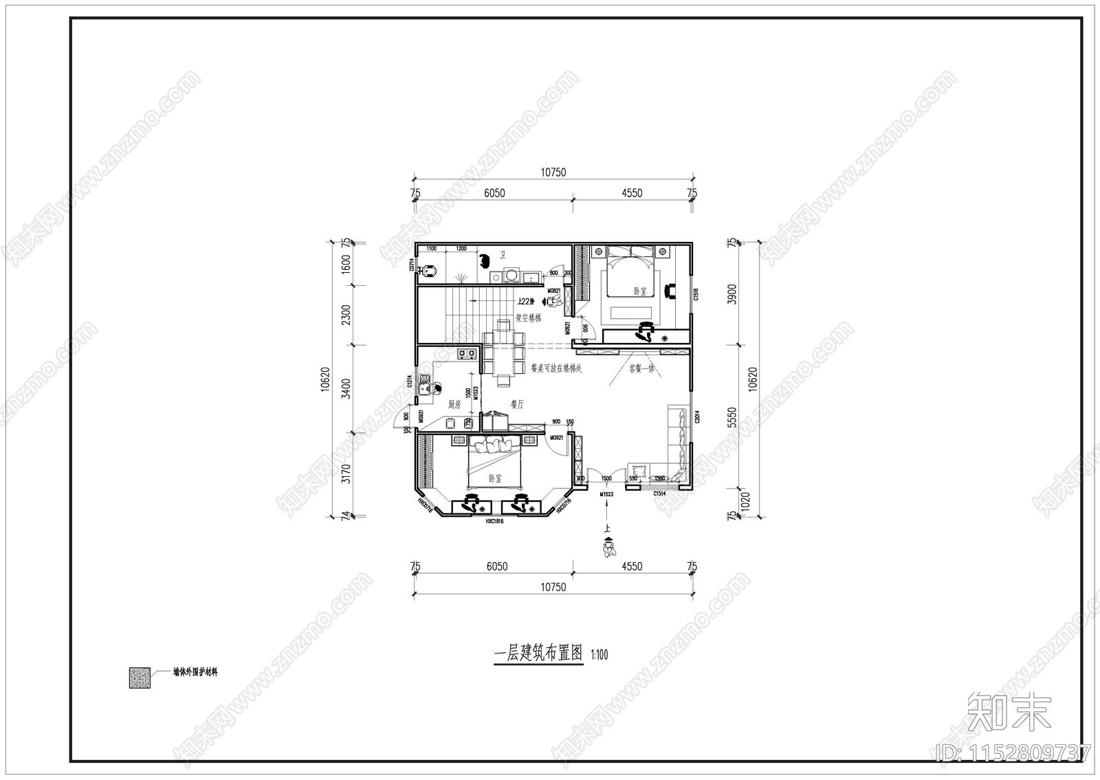 别墅建筑cad施工图下载【ID:1152809737】